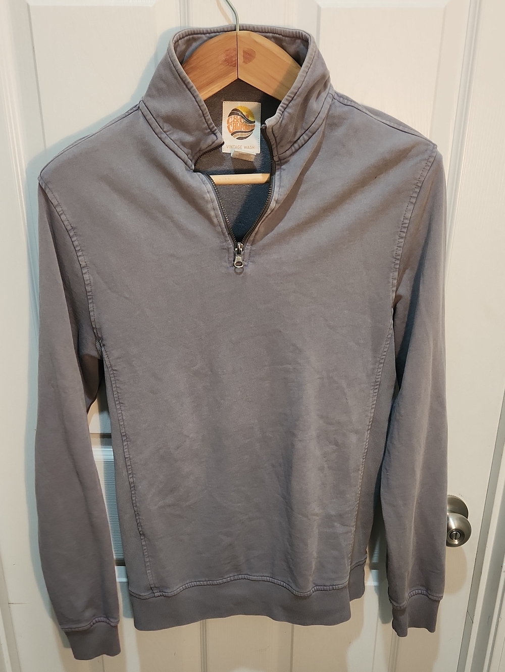 C&C California Men's Light Gray Half-Zip Mock Neck Sweater